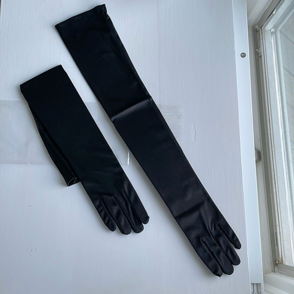 Black satin gloves
